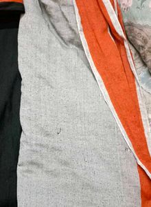Stylish Black &amp; Orange Striped Saree