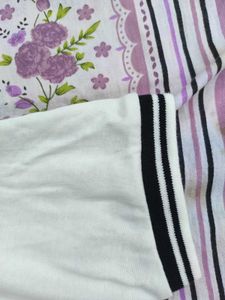 White Cropped Polo Shirt with Stripes
