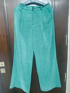 Stylish Teal Wide-Leg Corduroy Pants