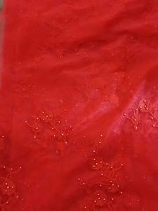Vibrant Red Embroidered Saree
