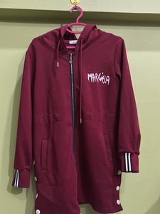Stylish Maroon Long Hoodie Jacket
