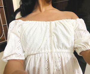 off shoulder summer friendly white Top