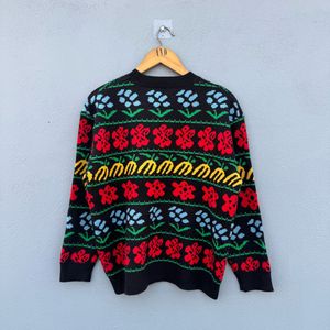 Floral Pattern Knit Sweater