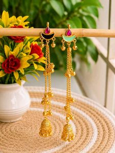 Boho Ethnic Gold Plated Chand Bali Earrings