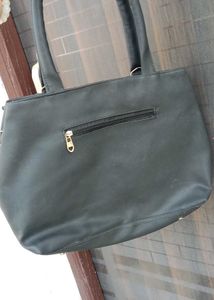 Stylish Black Shoulder Bag with Scarf Accent