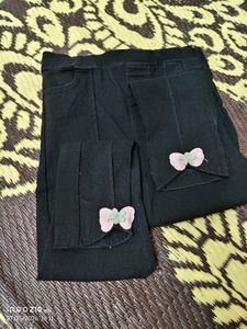 Cute Black Bow Detail Pants