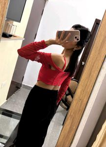 Red Off-Shoulder Crop Top