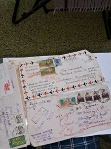 3 VINTAGE INDIAN ENVELOPES WITH STAMPS