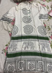 White Kurta with Tribal Print