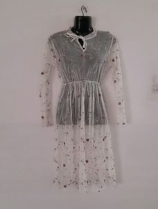 Off White Embroidered Dress (Women's)