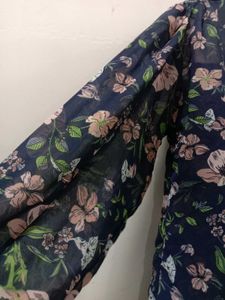 Navy Floral Sheer Blouse top