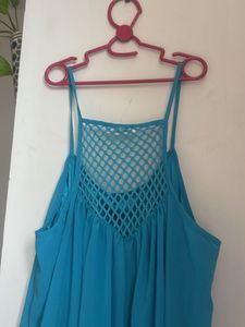 Stylish Blue Flowy Midi Dress