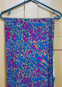 Blue Floral Print Sarees(Set of 3)