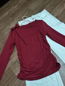 Chic Maroon Long Sleeve Top