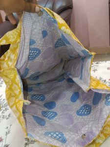 Yellow Floral Print Tote Bag