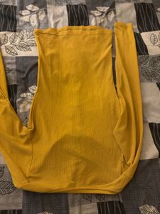 Yellow Ribbed Henley Top