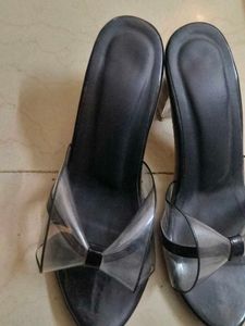 Clear Bow Heeled Sandals