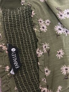 olive square neck Floral Maxi Dress
