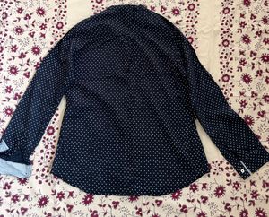 Classic Navy Polka Dot Long Sleeve Top