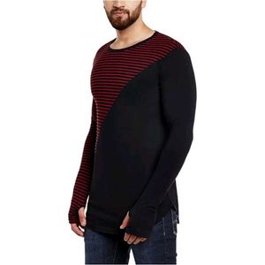 Men's Striped Long Sleeve Tunic Top