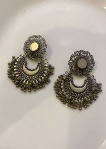 Boho Oxidized Silver Jhumka Earrings