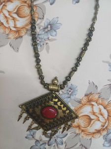 Ethnic Necklace Set with Green Beads