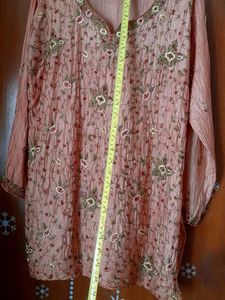 Rustic Hand Embroidered  Silk Kurti