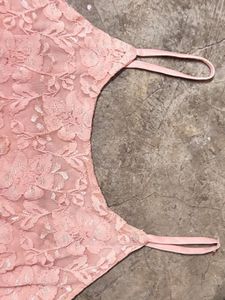 Soft Bloom Peach Lace Mini Dress