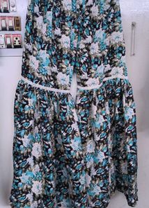 Floral Print Kurta with Lace Trim