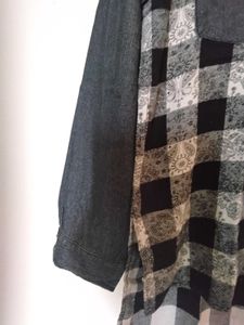 Denim &amp; Plaid Button-Up Shirt