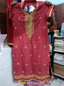 Red Embroidered Kurta