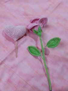 Crocheted Rose and Heart Decor