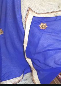 Elegant Blue & White Saree with blouse