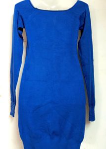 Blue Knit Thin Sweater Dress(stretchable)