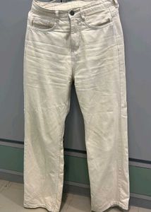 Cream Wide Leg Jeans