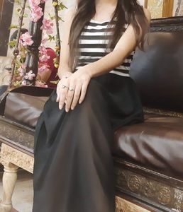 Black N White Striped Gown