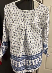 Chic Blue Floral Wrap short kurti