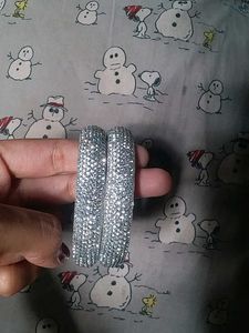 Sparkling Silver Bangles Set