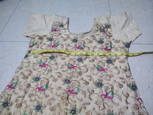 Golden Full Embroidery Kurti