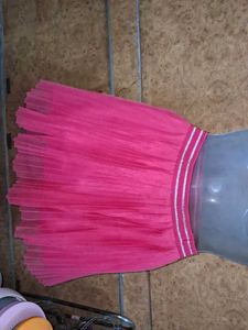 Pink Pleated Tulle Skirt