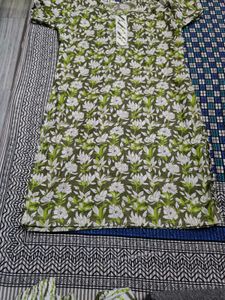 Green Floral Print Kurta