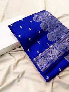 Stunning Satin Silk Embroidery Work Saree