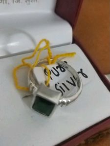 🆕Men's Ring real Silver with green stone