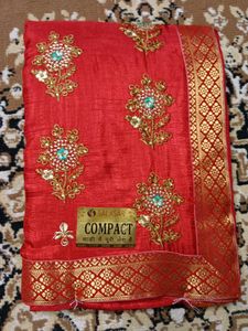 Red Compact Salasar Saree With Blouse Piece