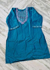 Teal Embroidered Kurta