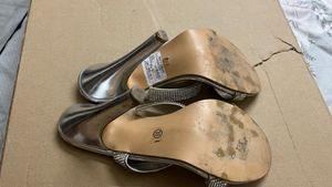 Sparkly Silver Wedge Heels
