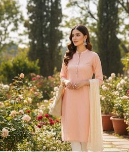 Peach Mandarin Collar Top