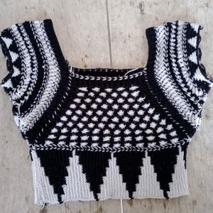 Unique Black & White Crochet Top