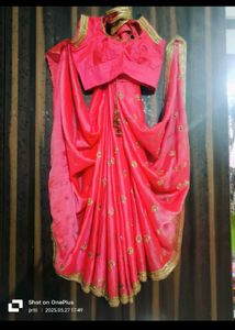 Beautiful Pink Embroidered Saree with Blouse