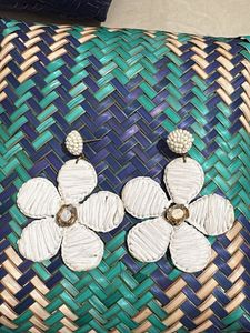 White Flower Dangle Earrings